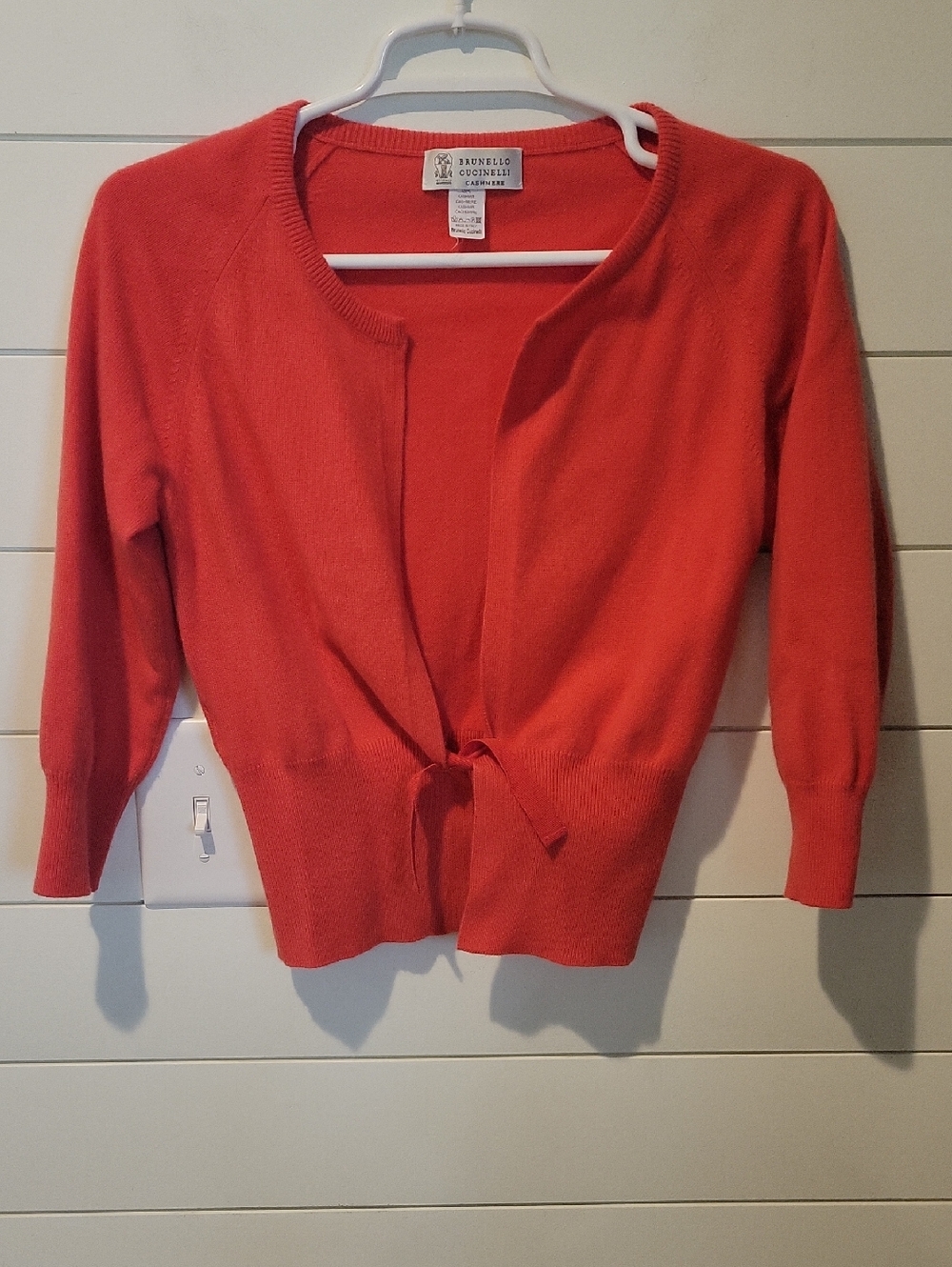 Brunello Cucinelli Tie-Front 100% Cashmere  Cardigan  Small   Coral